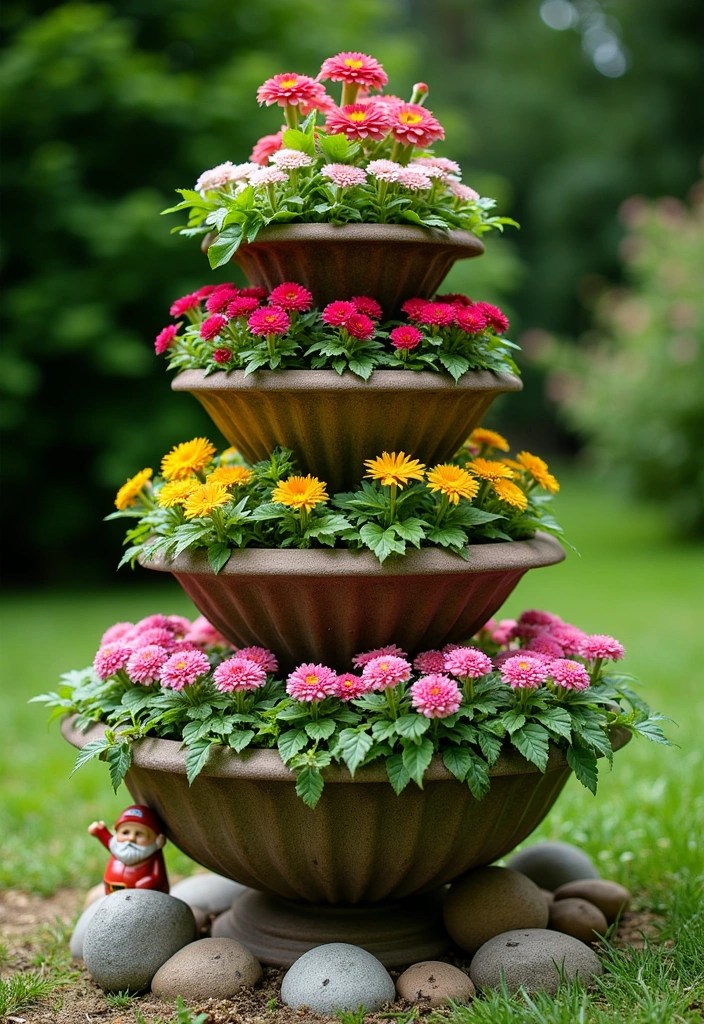 15 Creative Container Gardening Ideas for Small Spaces That Will Blow Your Mind! - 2. Colorful Tiered Planters